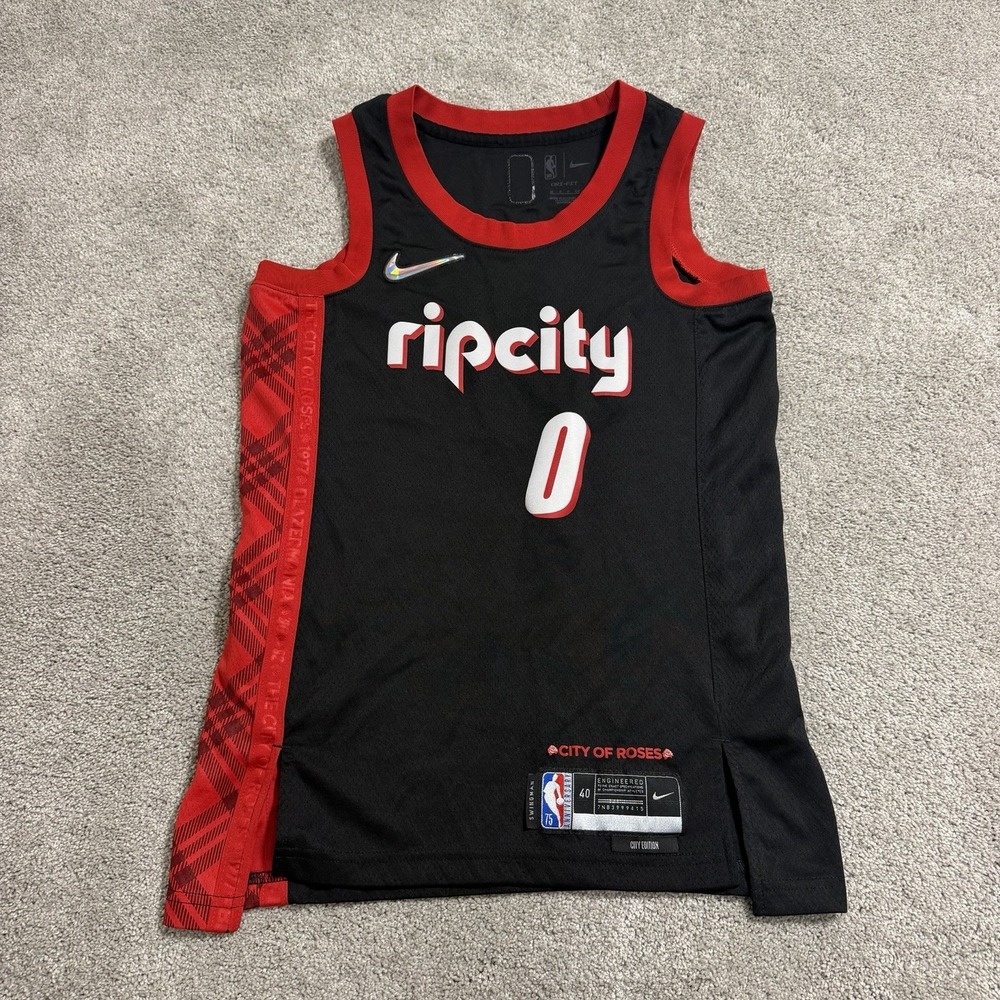 Nike Damian Lilliard Portland Trail Blazers Jersey Mens Sz 40 S City Edition Rip